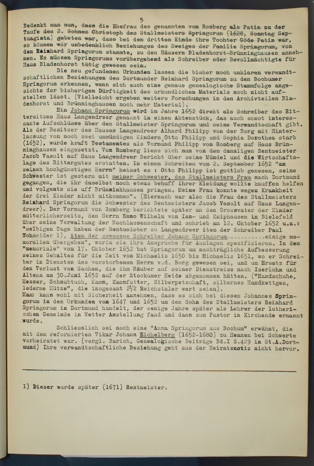 Johannes Springorum as Scribe