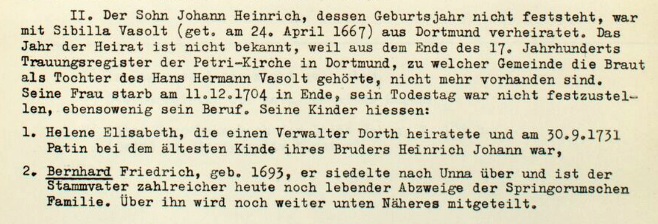Dr. Höfker’s publication leaves no doubt: Johann Heinrich is identified as one of the five sons of Pastor Johannes Springorum.